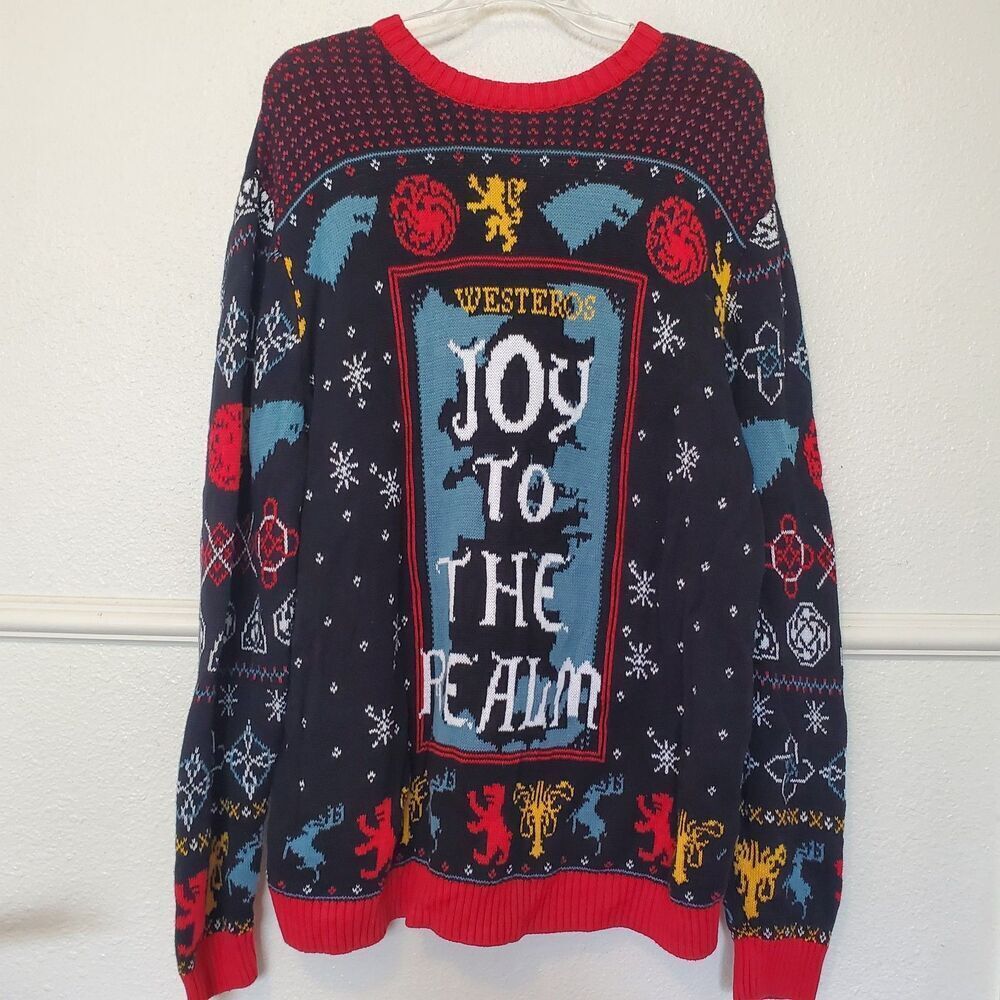 Game of Thrones Joy to the Realm Holiday Sweater Mens XXL Isaac Morris Sigils